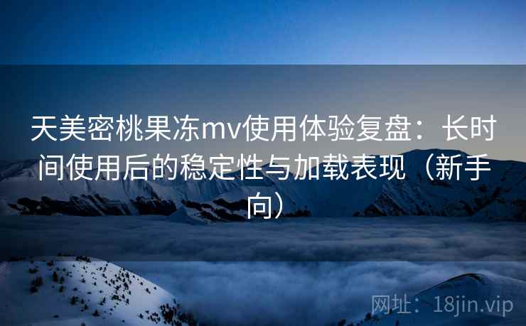 天美密桃果冻mv使用体验复盘：长时间使用后的稳定性与加载表现（新手向）